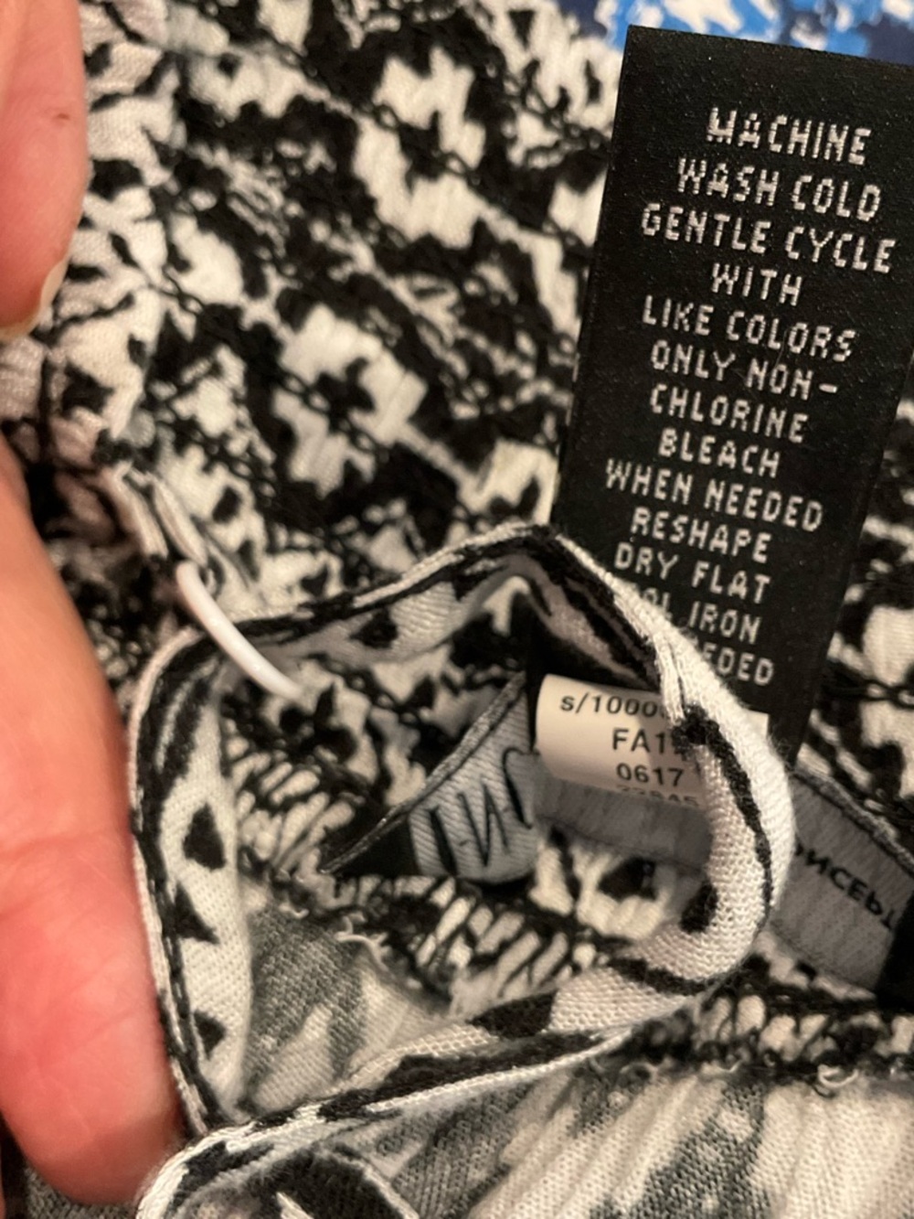 INC International Concepts Black and White Cold-Shoulder Printed Blouse - Picture 6 of 6